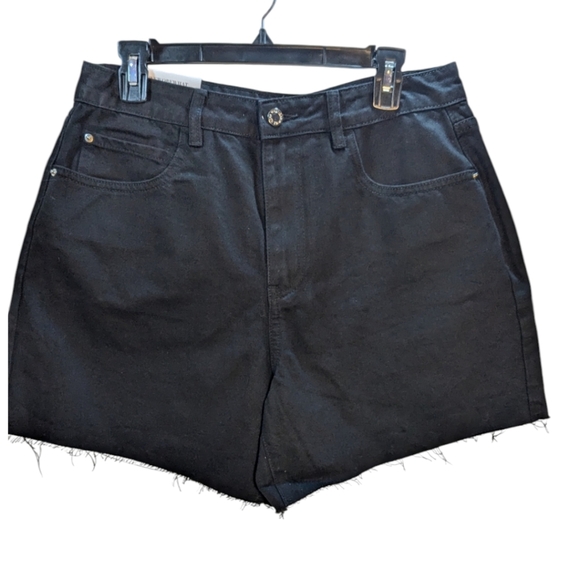WeWoreWhat Raw Edge Hi Rise Flare Shorts Black Denim from Saks SZ 30 New w/tags - Picture 9 of 9